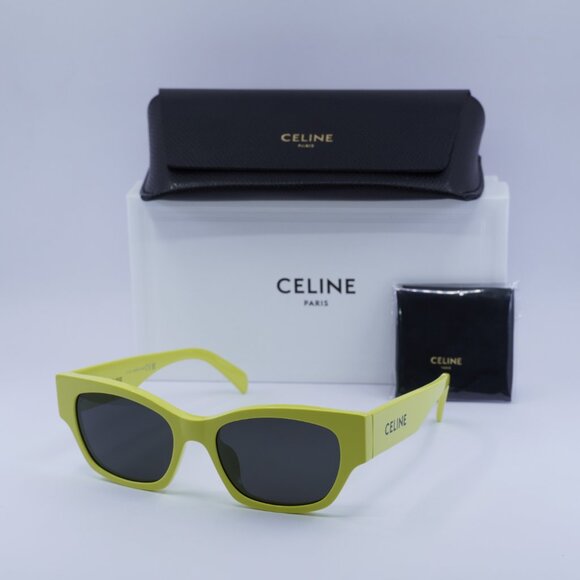 ?️ New Celine CL40197U 93A Sunglasses - Lime Frame, Smoke Lenses main image 2